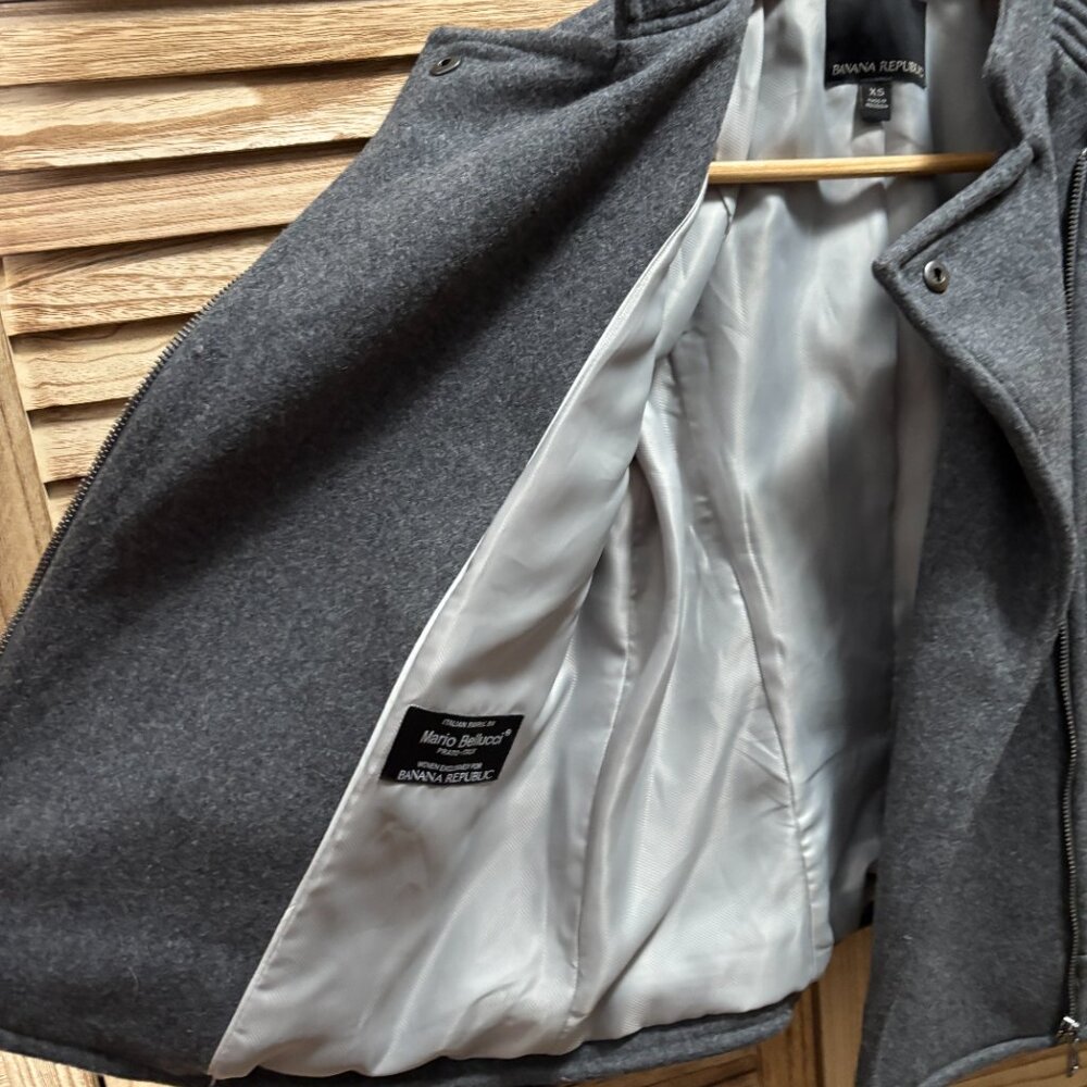 Banana Repbulic Wool Moto Jacket, Gray Size XS - Picture 7 of 9